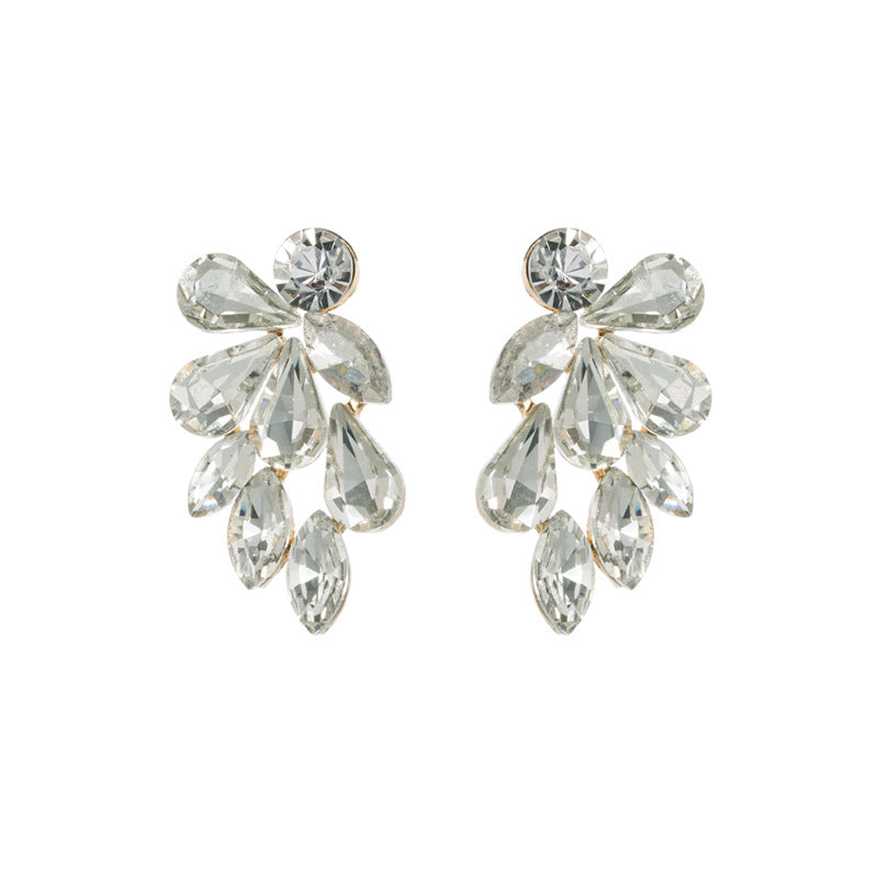Wholesale Diamond Set Glass Diamond Alloy Earrings